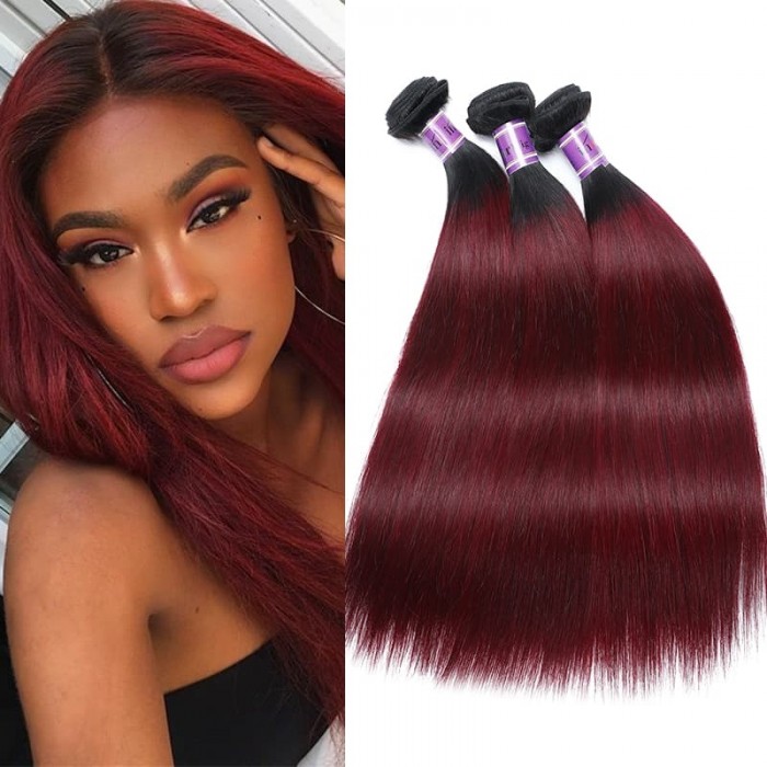 Incolorwig Peruvian Human Hair #TB99J Straight Remy Human Hair Weave 3 Bundles Deals