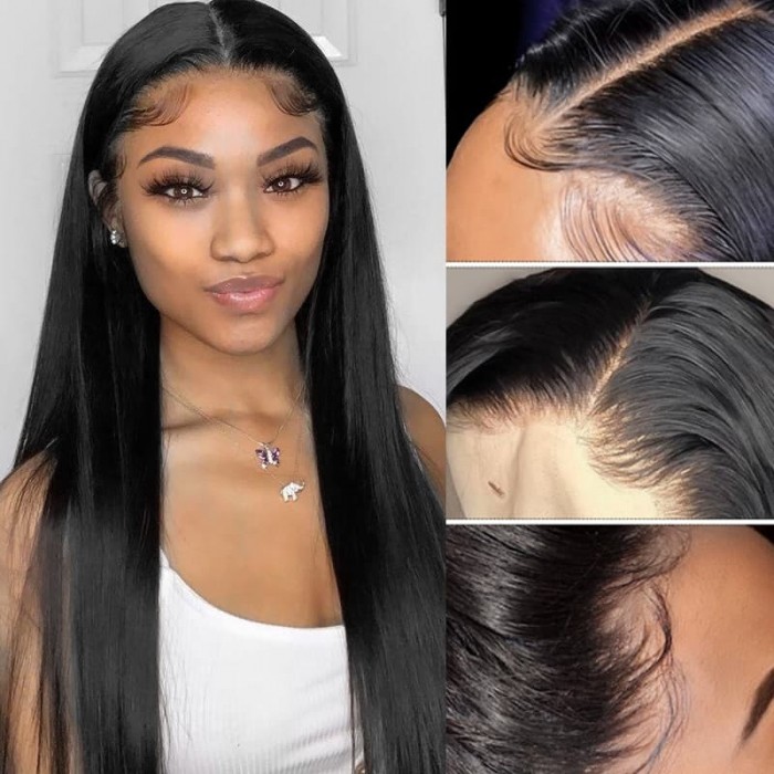 Incolorwig 150% Density Long Straight 13x4 Lace Front Wigs Virgin Human Hair Wig With Baby Hair