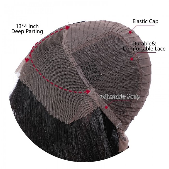 Incolorwig New Straight Bob Wig 13*4 Lace Frontal Human Hair Wig With Bangs