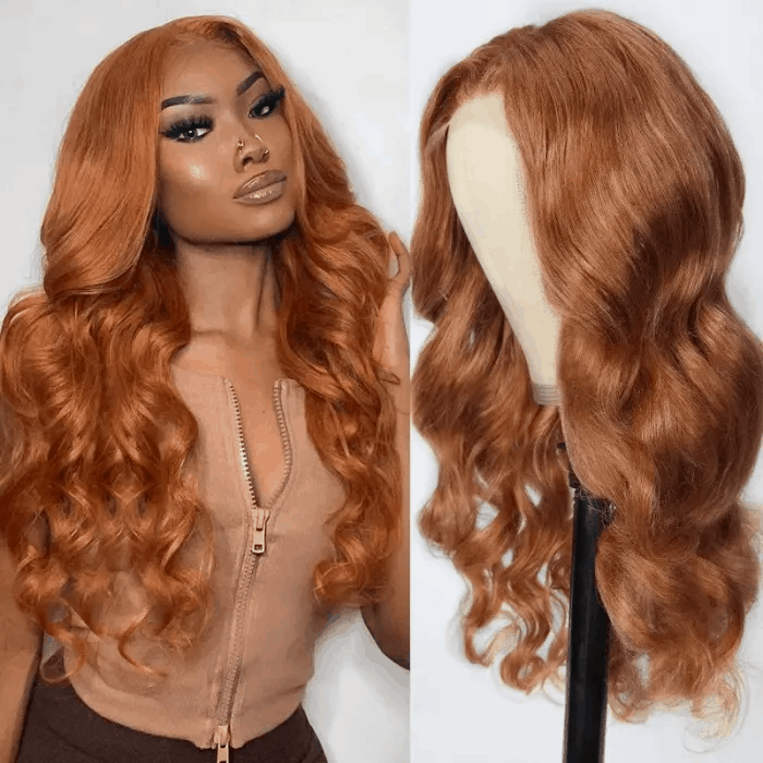 Happy New Year 22 Inch Rich Brown Honey Blonde Body Wave Lace Part Human Hair Wigs