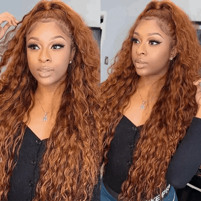 New Year Flash Sale #30 Ginger Color 13*4 Lace Front Wig Jerry Curly 16 Inch