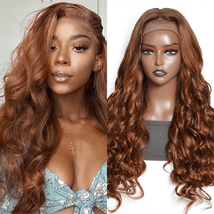 18 Inch Sweet Flash Sale 3 Lots ONLY Auburn Brown Loose Wave 180% Density 13x4 Lace Front Wigs 