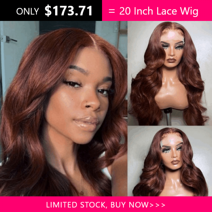 Incolorwig Flash Sale 20 inch Reddish Brown Body Wave 13x4 Lace Front Wig 