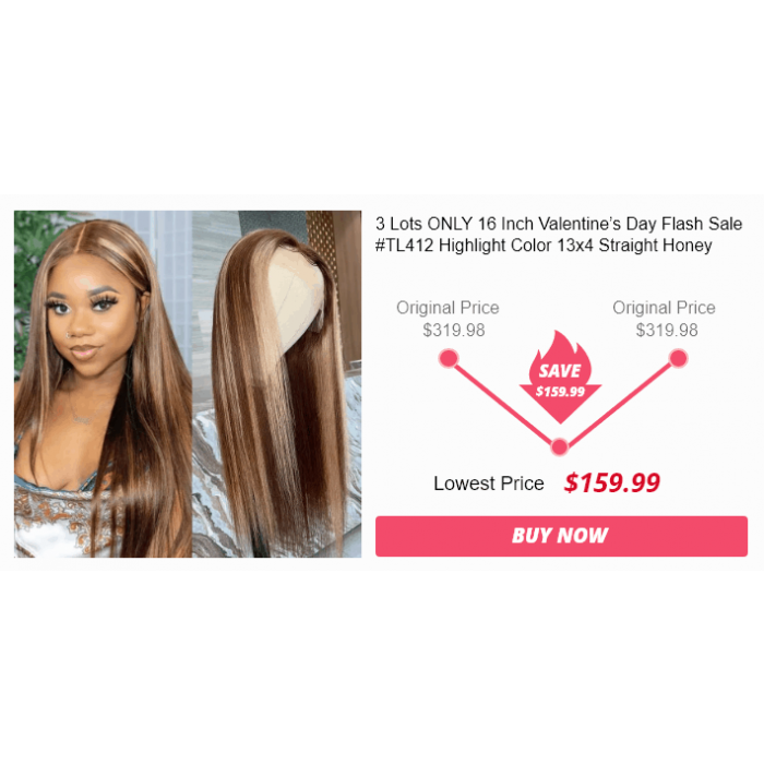 3 Lots ONLY 16 Inch Valentine’s Day Flash Sale #TL412 Highlight Color 13x4 Straight Honey Blond Wig