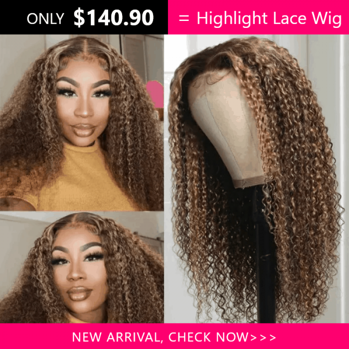 Incolorwig 13x4 Lace Frontal Wig Jerry Curly 18 Inch Honey Blonde Highlight Wig