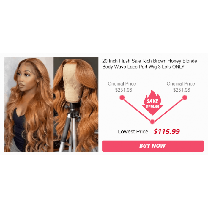 20 Inch Flash Sale Rich Brown Honey Blonde Body Wave Lace Part Wig 3 Lots ONLY