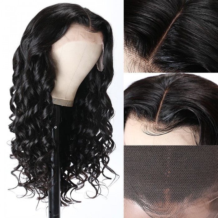 Incolorwig Loose Wave Long Wig Natural Black 13x4 Lace Front Wig Pre Plucked With Baby Hair For Women