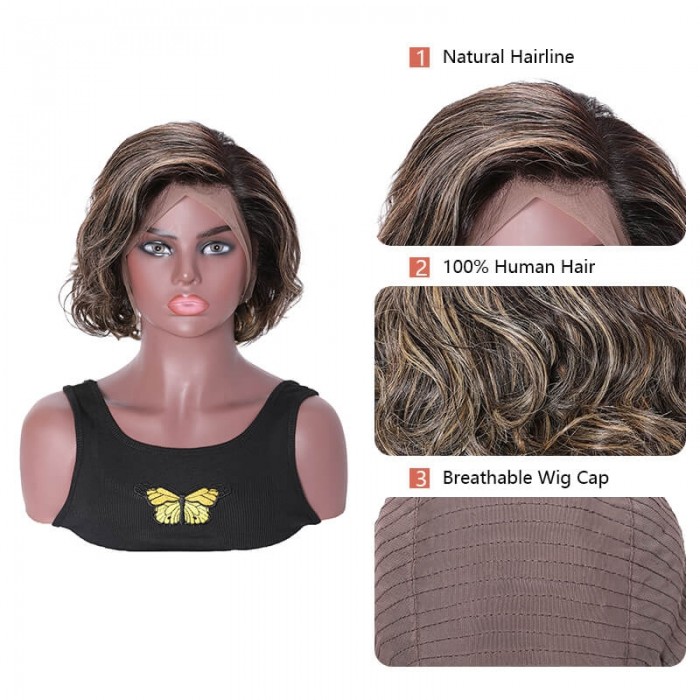 Incolorwig TP1B/27# Color Wigs 150% Density BOB Body Wave Wigs 13*4 Lace Front Wigs