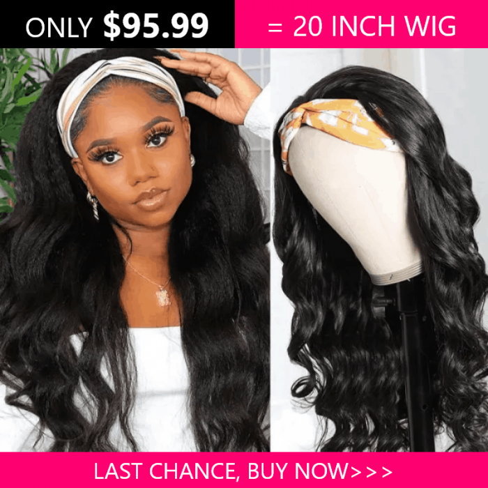 Incolorwig Queen's Day Flash Sale 20 Inch Headband Wig Body Wave Hair