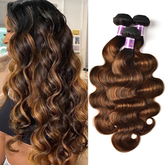 Incolorwig Superior Brazilian Human Hair Weave #FB30 Body Wave Hair 3 Bundles 