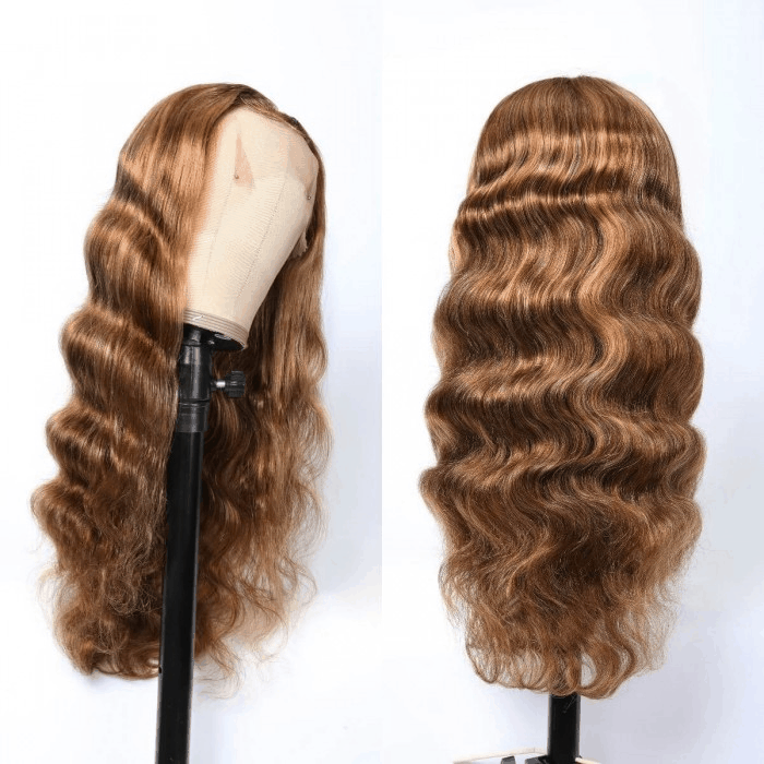 Incolorwig Ombre Highlight 13x4 Lace Front Wig Body Wave Human Hair Wig Honey Blonde Color