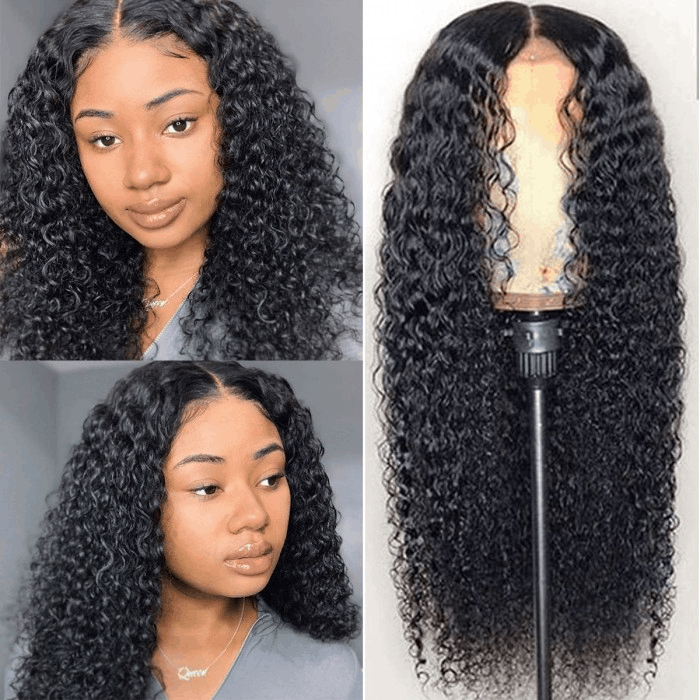 Incolorwig Jerry Curly 4x4 Lace Closure Wigs Human Virgin Hair Pre Plucked Natural Hairline 150% Density