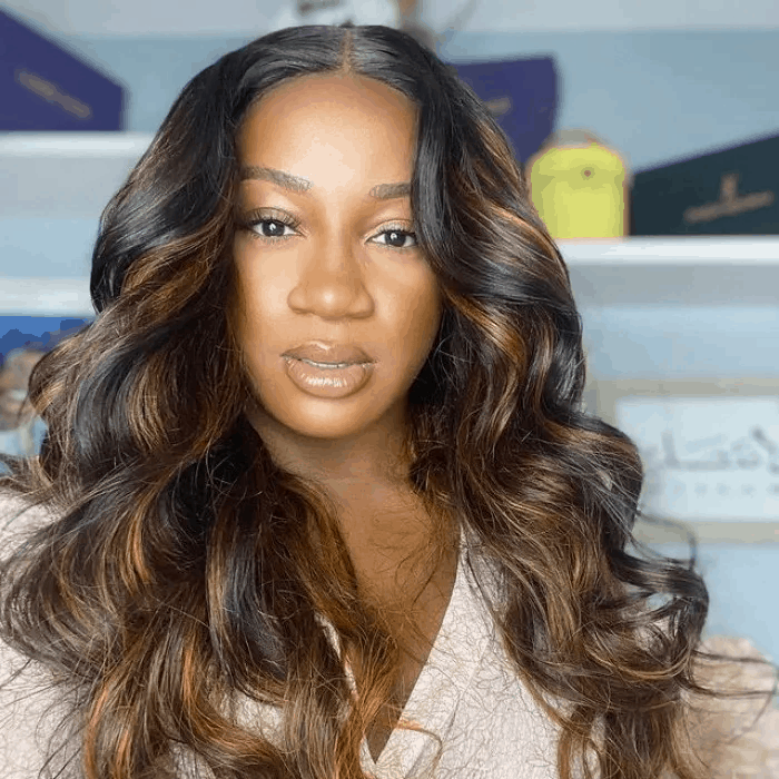 Incolorwig Brown Balayage Color Highlight Body Wave Human Hair 4 Bundles With 4x4 Lace Closure