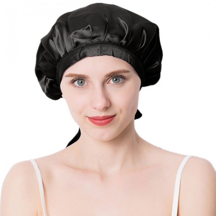 Incolorwig Soft Night Cap Sleeping Hat For Making Wigs Nightcap Adjustable Satin Pink Night Cap