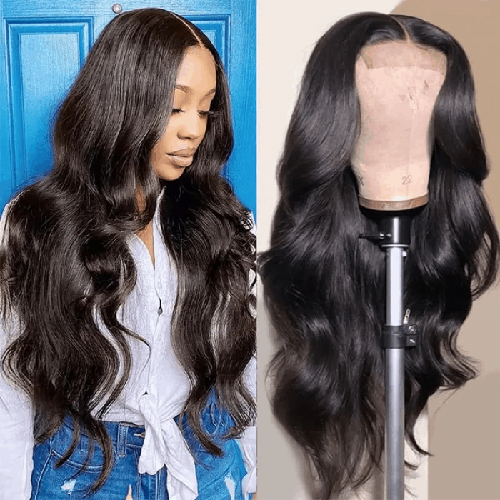 Incolorwig 18 Inch Body Wave Human Hair Wig Natural Black