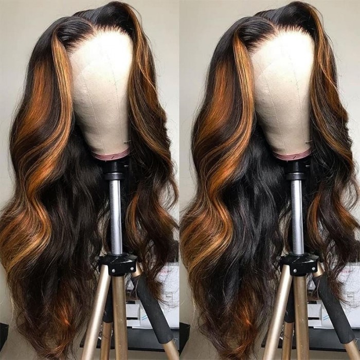Incolorwig Brown Color Body Wave 13*4 Lace Front Wigs 150% Density FB30 Highlight Wigs