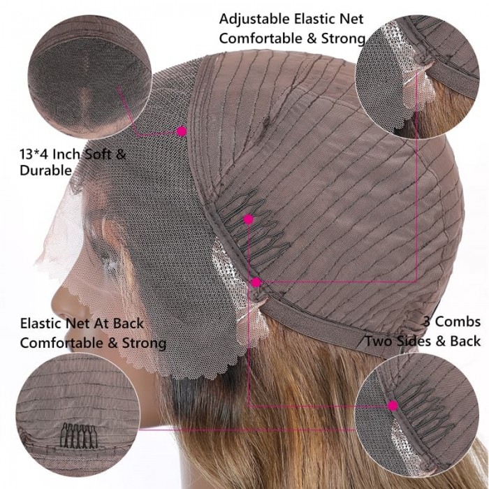 Incolorwig Chunky Brown With Blonde Highlights Lace Frontal Wigs 150% Density Eversion Type Loose Wave Wigs