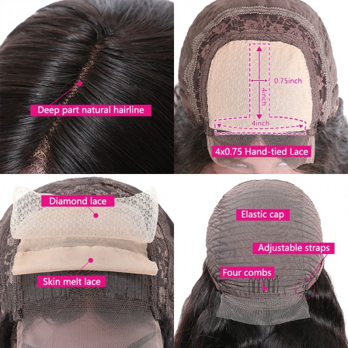 Incolorwig Natural Color Body Wave Human Hair Wigs 150% Density Lace Part Wigs Pre-plucked 13*4 Lace Front Wigs For Sale