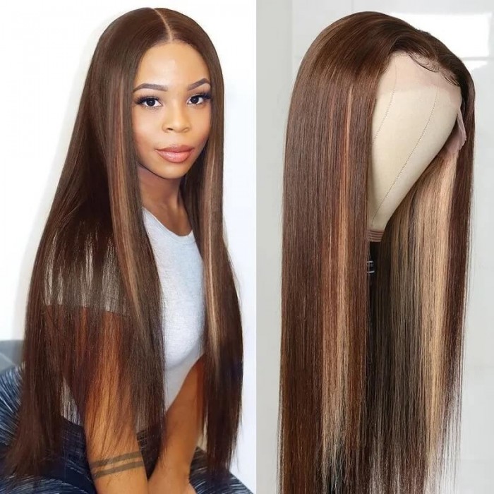 Incolorwig Fashion Highlight Wig Pre-plucked 13*4 Lace Front Wig D427 Straight Hair Wig