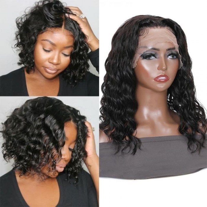 Incolorwig Natural Hairline Deep Wave 13x5 T Part Bob Wig Deep Curly Virgin Human Hair Glueless Lace Wig