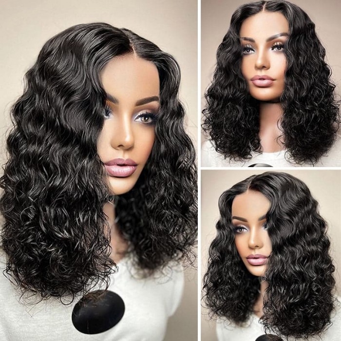 Incolorwig Natural Hairline Deep Wave 13x5 T Part Bob Wig Deep Curly Virgin Human Hair Glueless Lace Wig