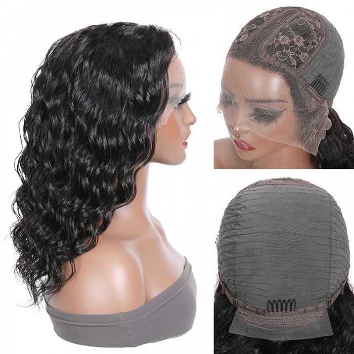 Incolorwig Natural Hairline Deep Wave 13x5 T Part Bob Wig Deep Curly Virgin Human Hair Glueless Lace Wig