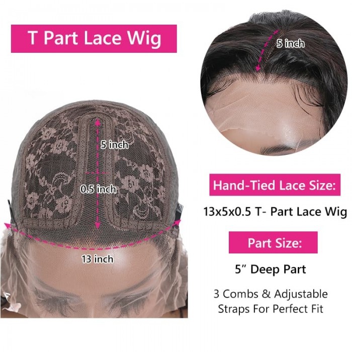 Incolorwig Natural Hairline Deep Wave 13x5 T Part Bob Wig Deep Curly Virgin Human Hair Glueless Lace Wig