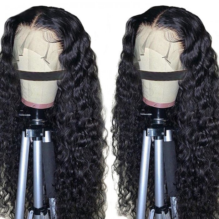 Incolorwig Deep Wave Lace Wig 13x4 Lace Frontal Wigs Pre Plucked Glueless Human Hair Wig 150% Density Natural Color 