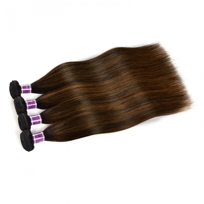 Incolorwig 4 Bundles Brazilian Human Hair Cool Color # FB30 Straight Hair Weave