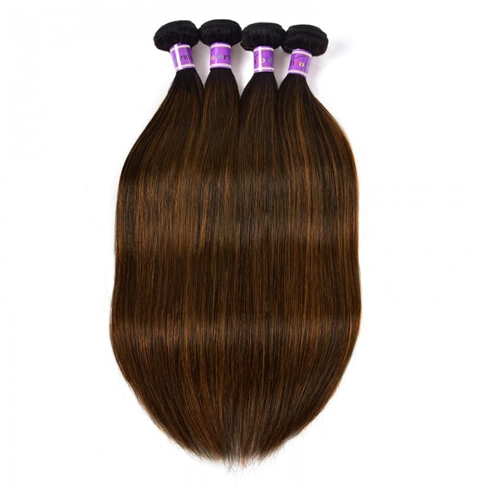 Incolorwig 4 Bundles Brazilian Human Hair Cool Color # FB30 Straight Hair Weave