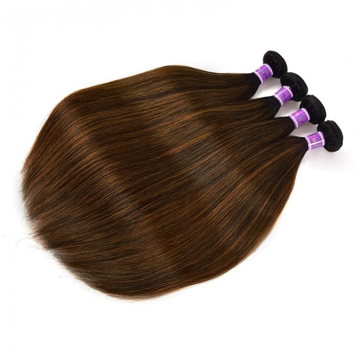 Incolorwig 4 Bundles Brazilian Human Hair Cool Color # FB30 Straight Hair Weave