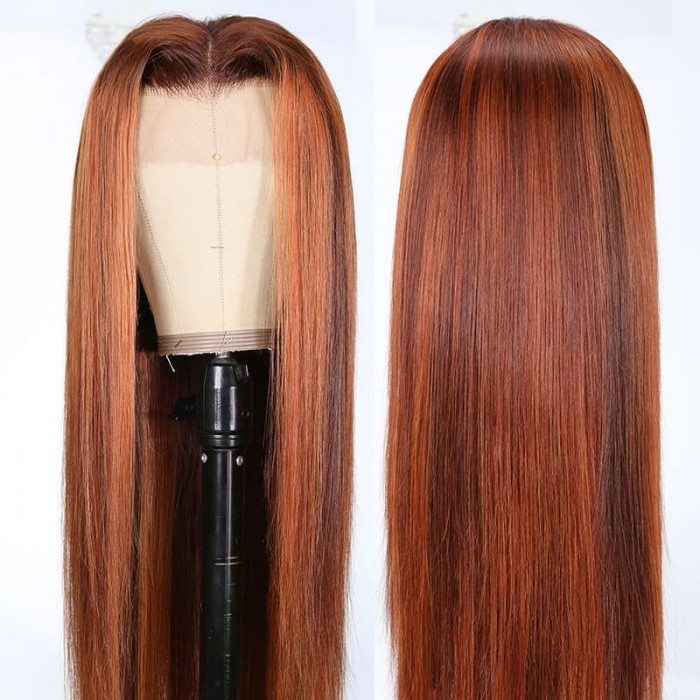 Incolorwig Fashion Colored Wigs Ginger Color Mixed #88J 13x4 Lace Front Straight Human Hair Wigs
