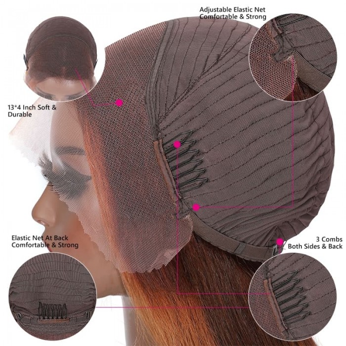 Incolorwig Fashion Colored Wigs Ginger Color Mixed #88J 13x4 Lace Front Straight Human Hair Wigs