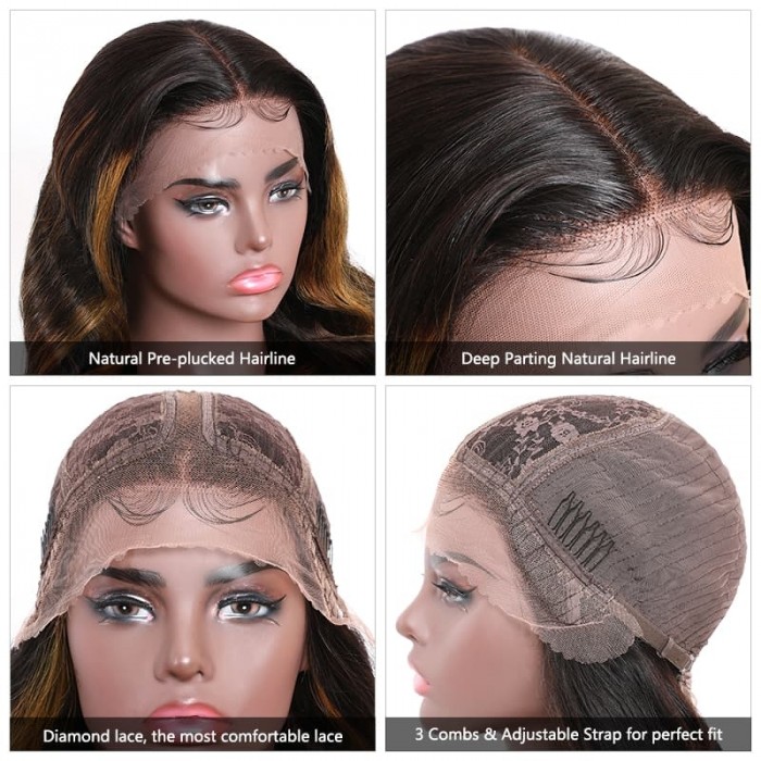 Incolorwig Brown Colored Body Wave Middle Part Wig #FB30 Color Glueless Wig 150% Density