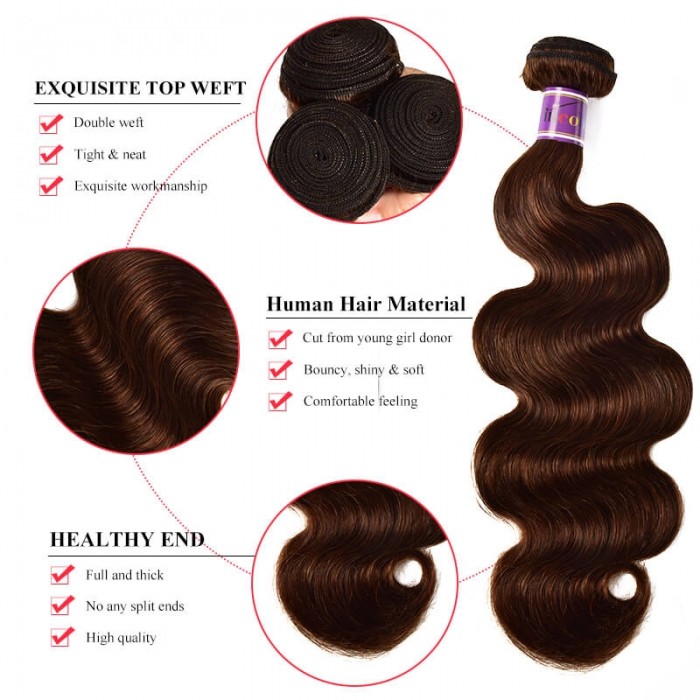 Incolorwig Rare Human Hair Weave #4 Body Wave Hair Bundles 1 Bundle 