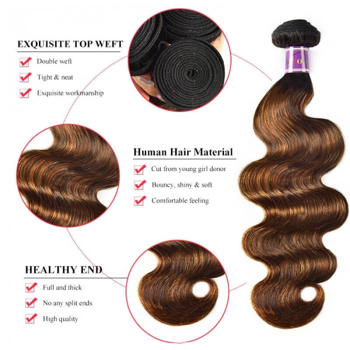 Incolorwig Virgin 4 Bundles Deals Brazilian Hair Weave #FB30 Body Wave Hair 