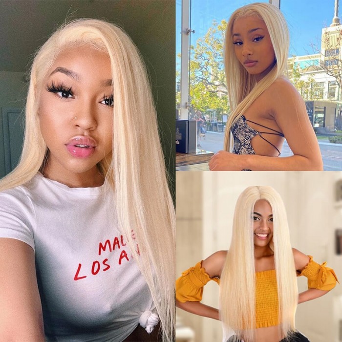 Incolorwig 100% Brazilian Human Hair # 613 Blonde Straigh Hair Weaves 3 Bundles