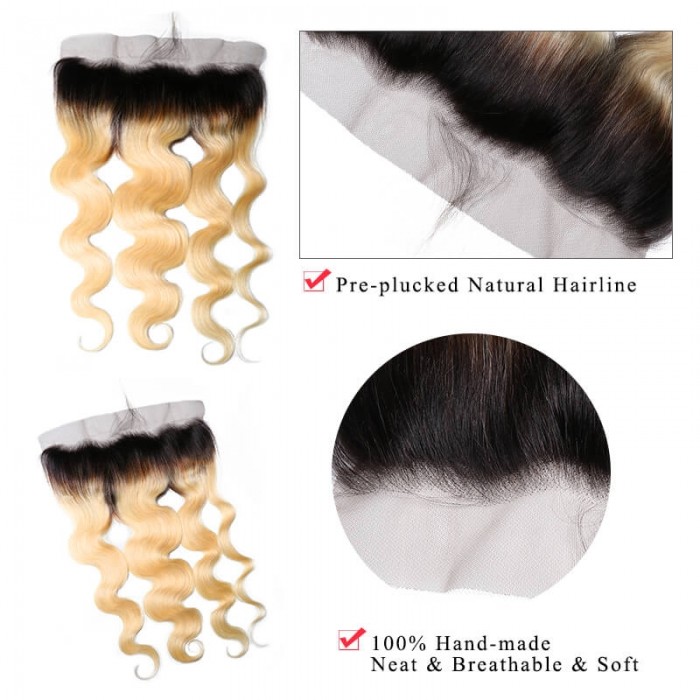 Incolorwig malaysian Human Virgin Hair 3 Bundles With 13*4 Free Part Lace Frontal #T1B613 Body Wave Hair Combination