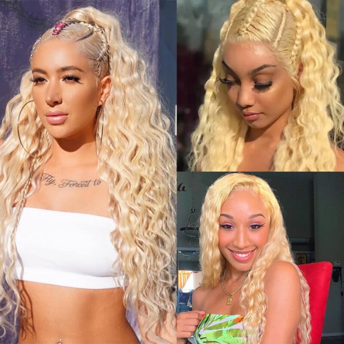 Incolorwig Brazilian Hot #613 Blonde Deep Wave Human Hair 4 Bundles Deals