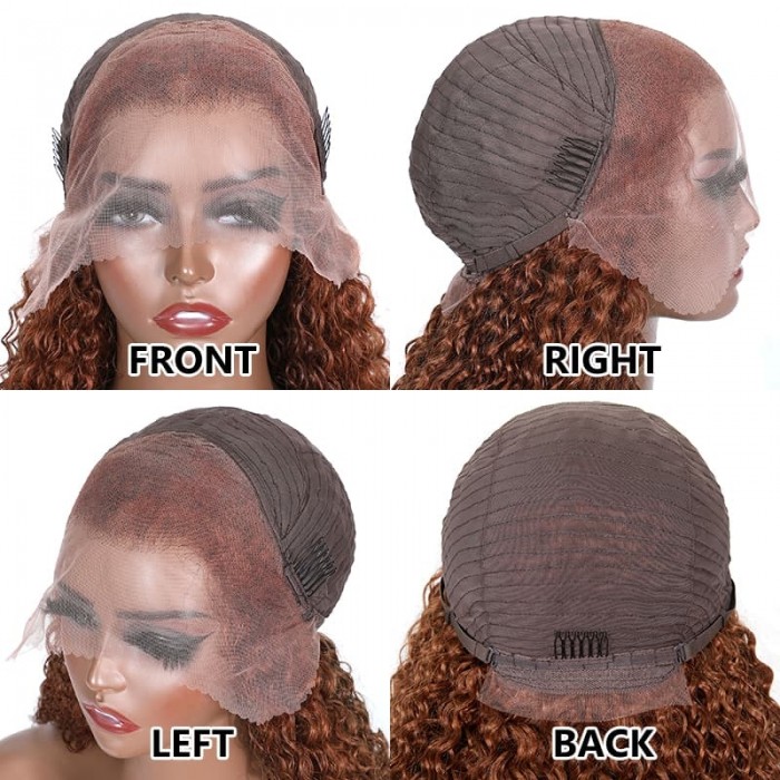 Incolorwig #30 Ginger Color 13*4 Lace Front Wig Human Hair Jerry Curly Wig Pre Plucked Natural Hairline