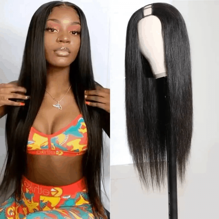 Incolorwig Brazilian Straight Wigs U Part Wigs 16 Inch 