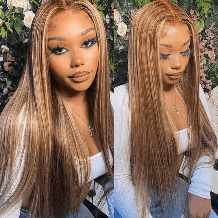 Incolorwig #TL412 Highlight Straight Wig 16 Inch Human Hair