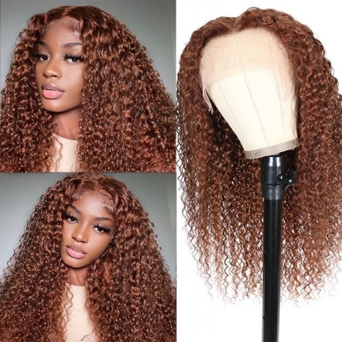 Incolorwig #30 Ginger Color 13*4 Lace Front Wig Human Hair Jerry Curly Wig Pre Plucked Natural Hairline