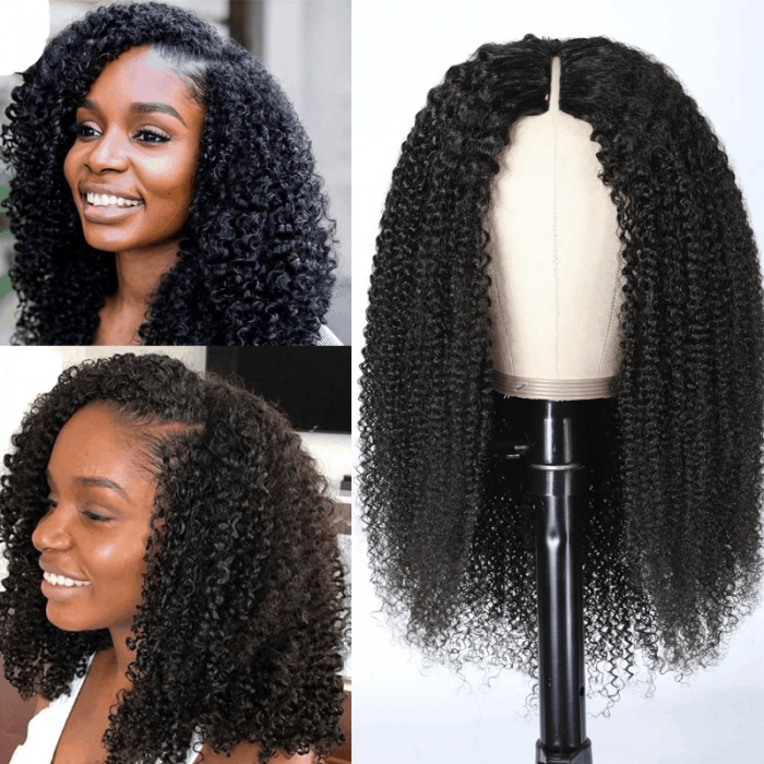 Incolorwig Kinky Curly V Part Human Hair Wigs Beginner Friendly Upgrade U Part Human Hair Wigs