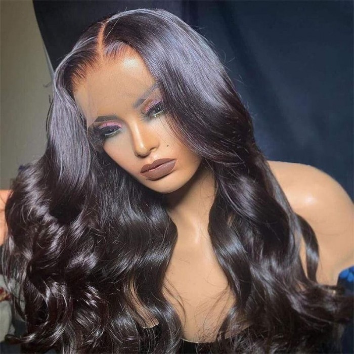 Incolorwig 5x5 HD Lace CLosure Wig Human Hair Body Wave Natural Black Lace Closure Wig