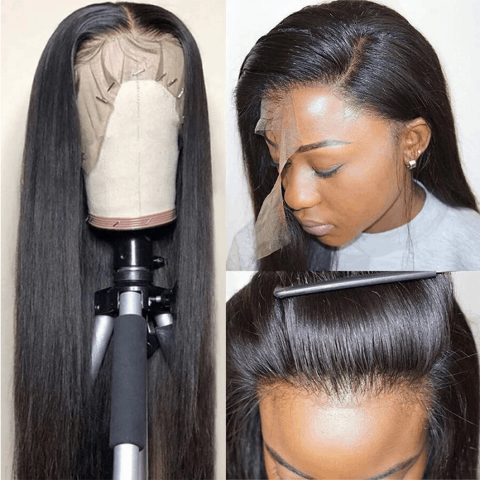 Incolorwig 5*5 HD Lace Wig Pre Plucked Straight Hair Lace Closure Wigs Human Hair 180% Density