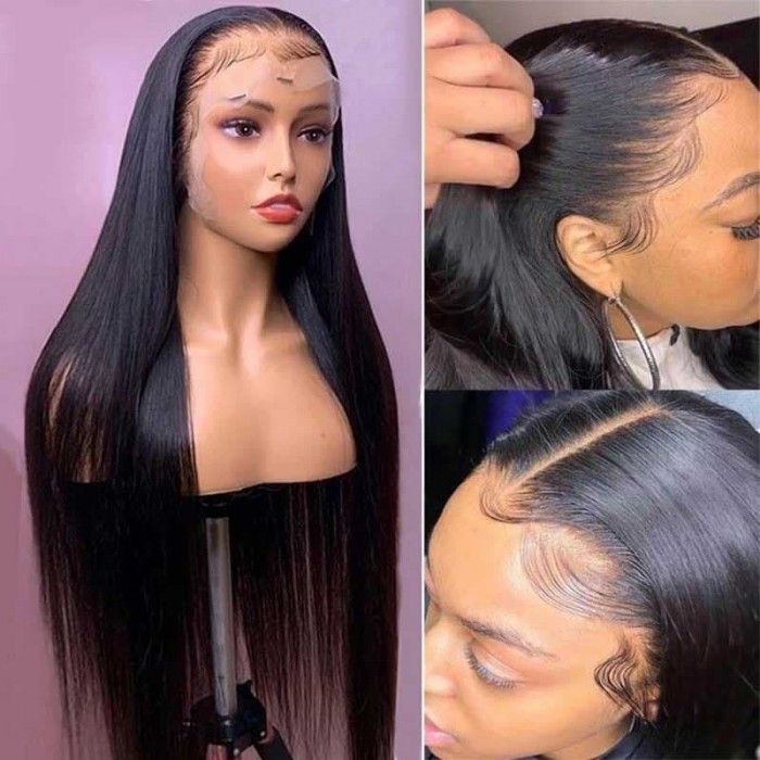 Incolorwig 5*5 HD Lace Wig Pre Plucked Straight Hair Lace Closure Wigs Human Hair 180% Density