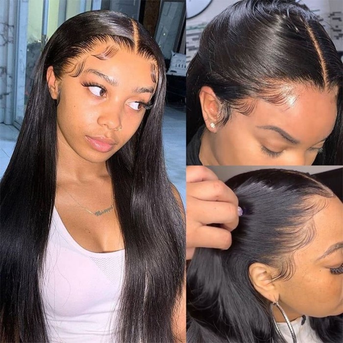 Incolorwig 5*5 HD Lace Wig Pre Plucked Straight Hair Lace Closure Wigs Human Hair 180% Density