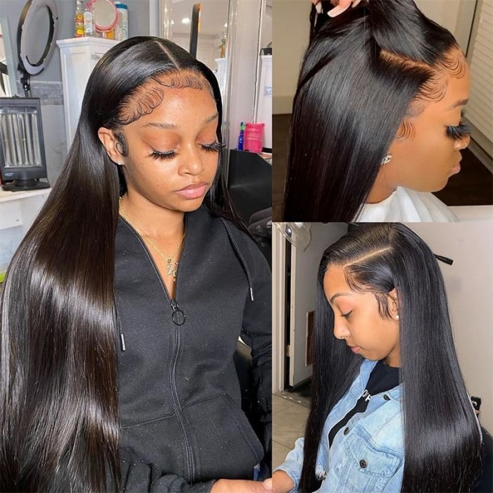 Incolorwig 5*5 HD Lace Wig Pre Plucked Straight Hair Lace Closure Wigs Human Hair 180% Density