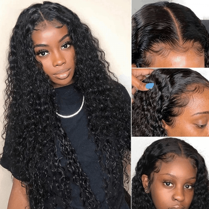 Incolorwig Glueless HD Lace Wigs 5x5 Lace Closure Curly Wave Hair Wigs 180% Hair Density